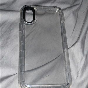 A black web bulky clear iPhone XR case
